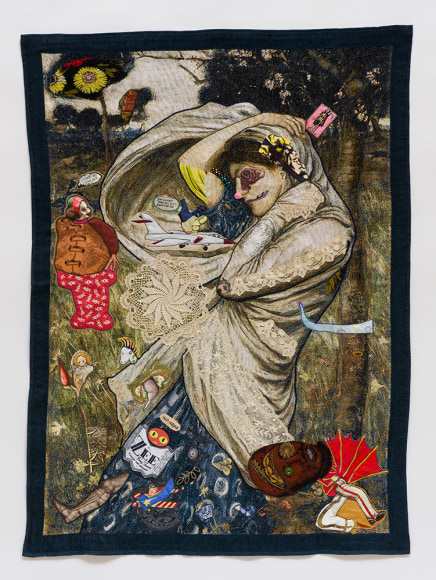 china mark clown princess coming undone fabric collage