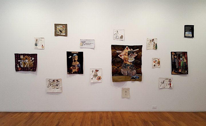 china marks many artworks installed on wall