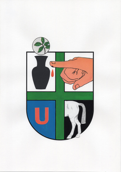 Sign for an Institution 8, 2017 Collage, laser print and gouache 11 1/8 x 8 1/4 in. / 28 x 21 cm.