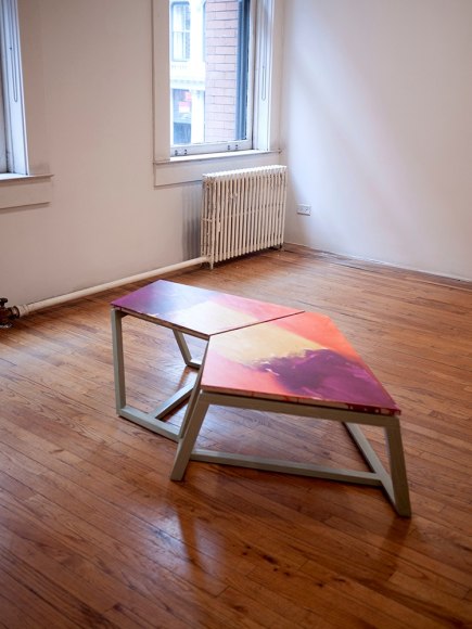 Björn Meyer-Ebrecht Uprising installation view of drawings and wood platforms