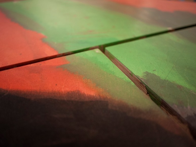 detail of color wood platform