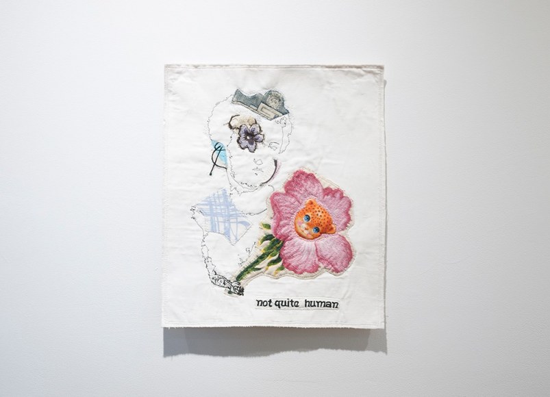 China Marks fabric and embroider collage artwork installation view