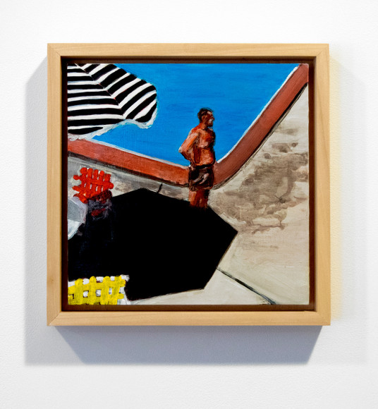 mann part shade framed painting