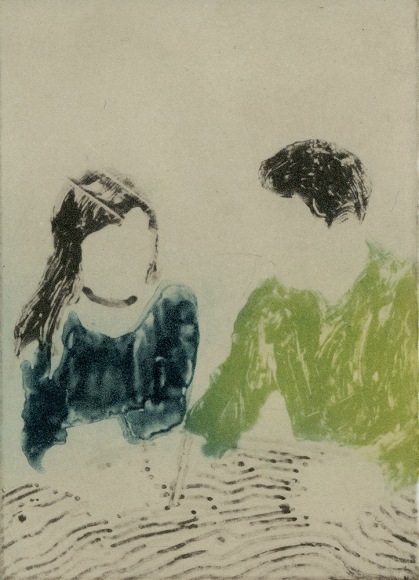 Elin Rodseth Passersby 11, 2013 Photopolymer on paper 3 1/2 x 2 7/8 in. / 8.89 x 7.37 cm. Edition of 20
