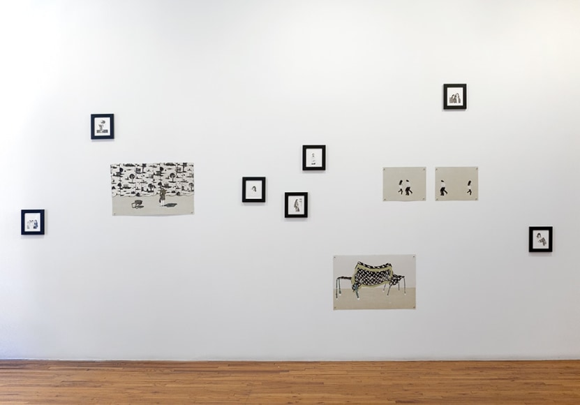 installation view of Elin R&oslash;dseth prints and print collage