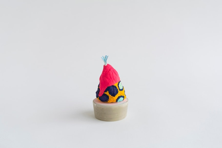 Chiaozza Fabiana, 2015 Paper pulp, painted paper, matte acrylic gouache, concrete 4 x 3 x 3 in. / 10.2 x 7.6 x 7.6 cm.