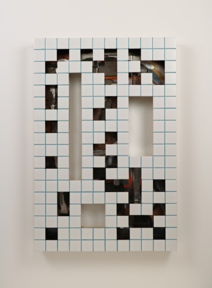 Jeff Schwarz Tile s/n 2017_10_13 Ceramic, steel and silverleaf 36 x 24 x 3 in. / 91.4 x 61 x 7. 6 cm.
