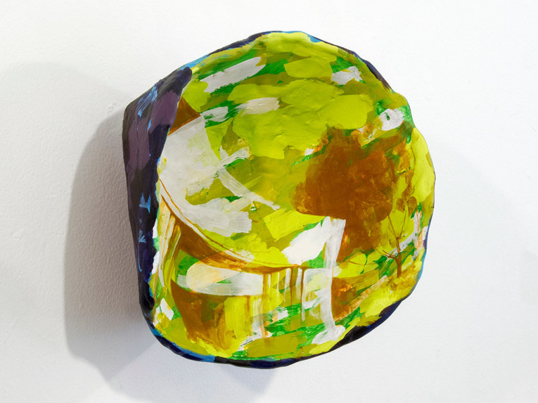 Rachael Gorchov Amalgamated Widgets Inc., Entrance, Huntington Park, 2015 Acrylic on paper mache clay, burlap and plaster 9 1/2 x 9 3/4 x 6 in. / 24.1 x 24.8 x 15.2 cm.