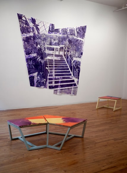 Björn Meyer-Ebrecht Uprising installation view of drawings and wood platforms