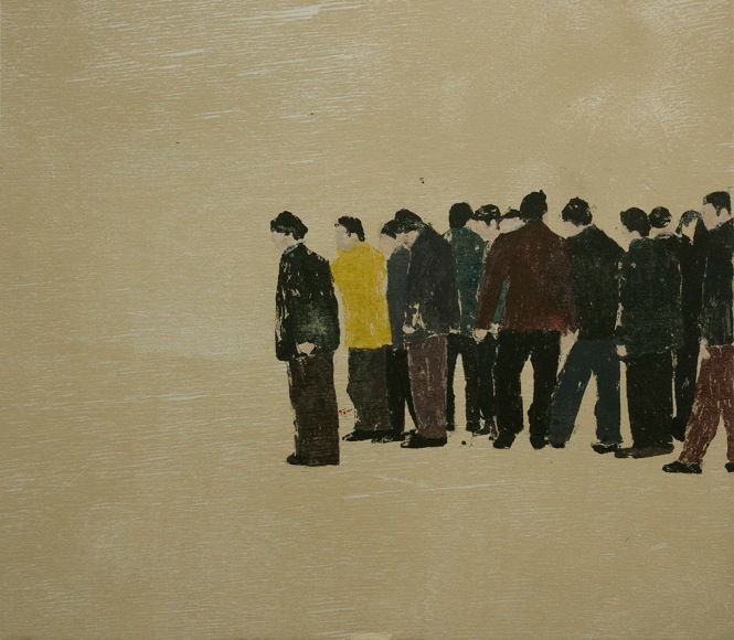 Elin Rodseth Men, 2015 Woodcut monotype 13 x 15 in. / 33 x 38 cm.