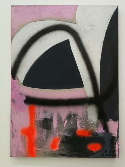 Thaiwijit Puengkasemsomboon Untitled (pink, black, orange), 2017 Oil on canvas 28 7/8 x 21 3/8 in. / 73 x 54 cm.