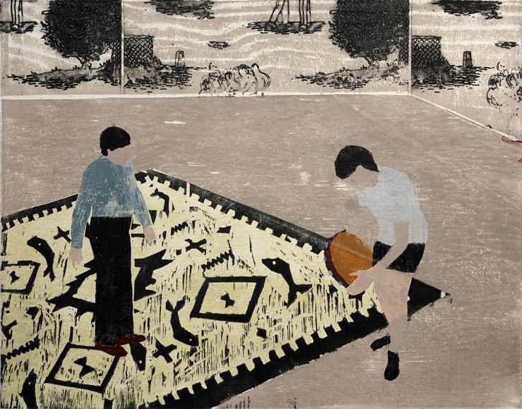 Elin Rodseth Bystander 4, 2015 Photopolymer and woodcut monotype 11 3/4 x 15 in. / 30 x 38 cm. Series of 6 unique prints