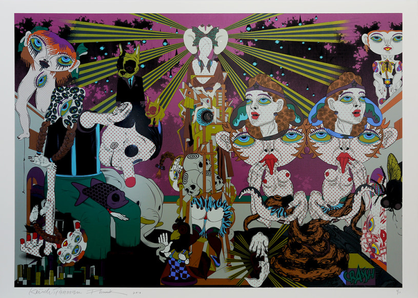 PHUNK (Collaboration with Keiichi Tanaami) Feast in Peachy Heaven - Night, 2010 Screenprint on Kakita paper with hard gloss and diamond dust