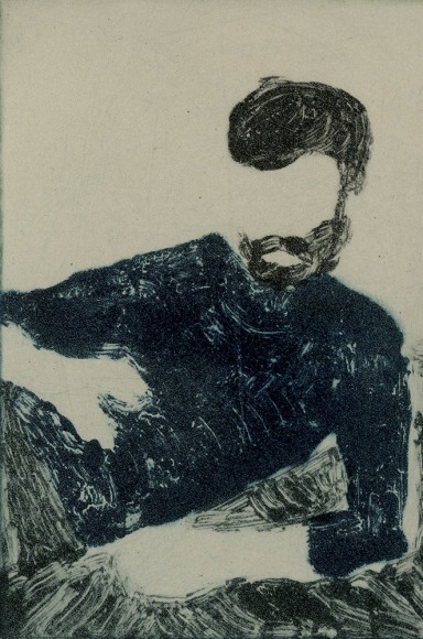 Elin Rodseth Passersby 3, 2013 Photopolymer on paper 3 1/2 x 2 7/8 in. / 8.89 x 7.37 cm. Edition of 20