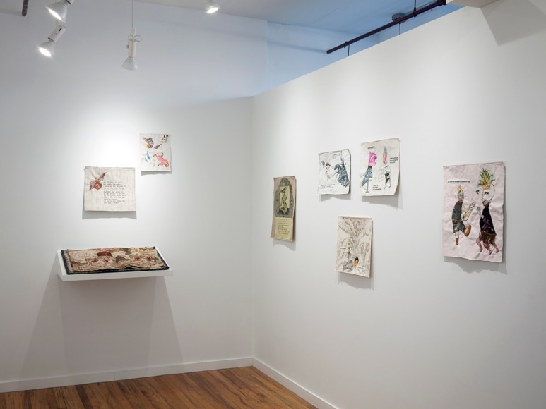China Marks fabric and embroider collage artwork installation view