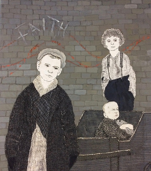 Sue Stone ​Faith, 2017 Mixed media, hand/machine stitch and acrylic paint