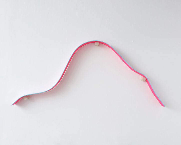 chiaozza Shapeless Shape No. 003, 2017 Acrylic on wood, with wood dowel 16 x 34 x 2 in. / 40.6 x 86.4 x 5.1 cm.