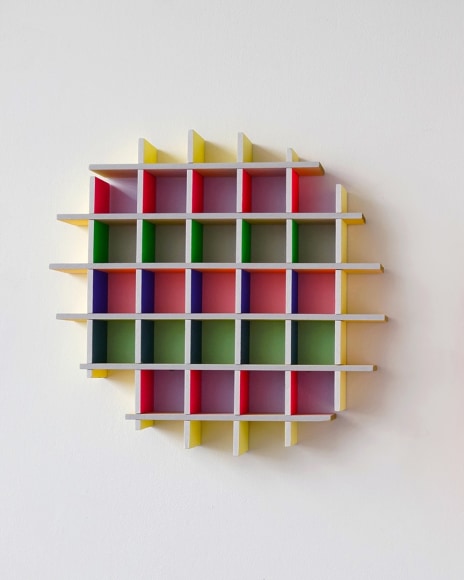chiaozza Grid Cloud, 2017 Acrylic on wood 15 x 16 x 2 in. / 38.1 x 40.8 x 5.1 cm.