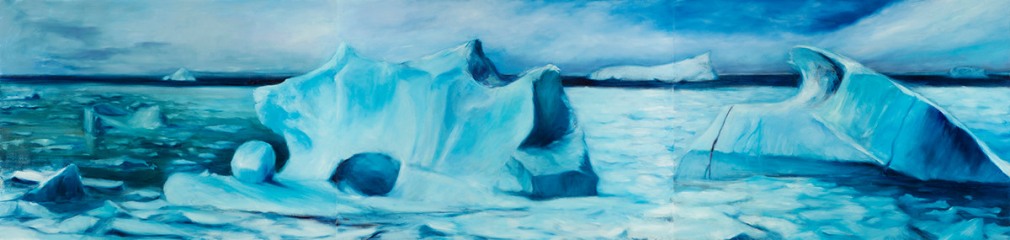 Karen Marston Melting Away, 2017 Oil on 3 linen panels 60 x 252 inches overall