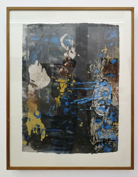 Somluk Pantiboon Untitled (Yellow, Blue), 2018 clay pigment and acrylic on mulberry paper 42.9 x 33.1 in (109 x 84 cm)