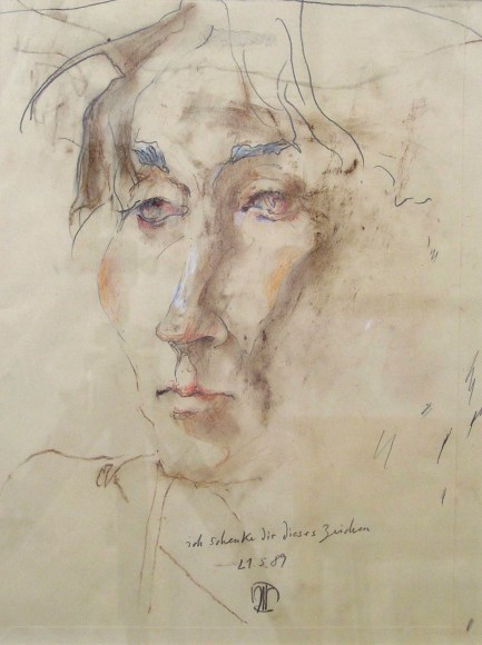 Horst Janssen, Portrait of Birgit Jacobsen: I Give You This Sign Of, 21/05/1989