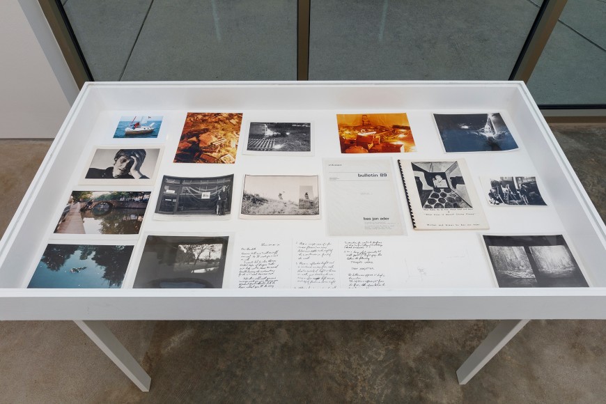 Bas Jan Ader, Vitrine presentation of ephemeral material