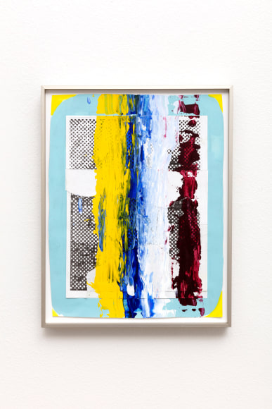 Meg Cranston, Red, Yellow Blue on Black and White Pattern, 2023