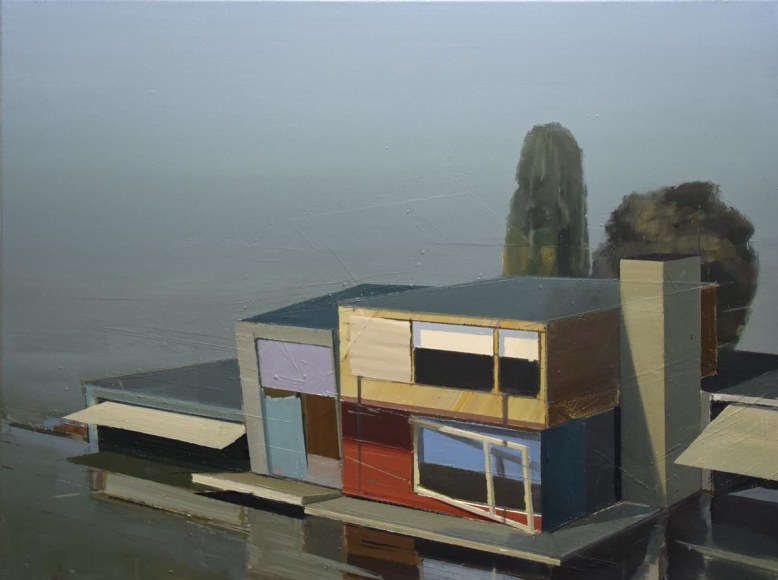 ULF PUDER Blick auf eine Gutsanlage am Fluss, 2015