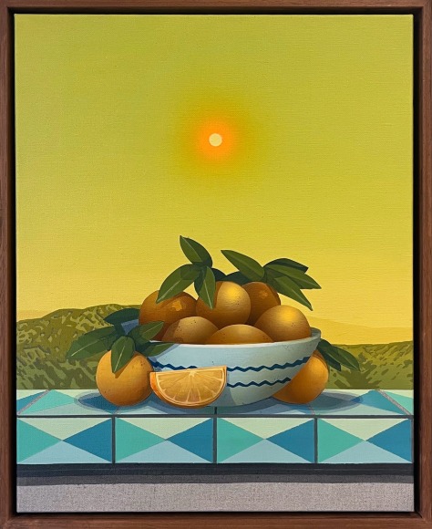 ROBERT MINERVINI, Bowl of Oranges with Fire Sky, 2025