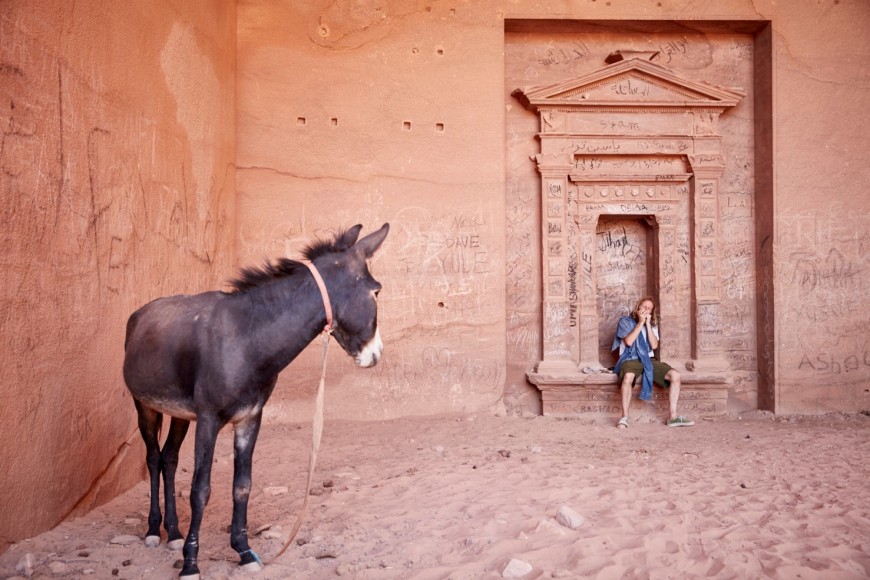 Ted Riederer&nbsp;records&nbsp;SJ Downes performing&nbsp;in a cave at Petra for&nbsp;Never Records: Culture not Conflict, Amman Jordan.