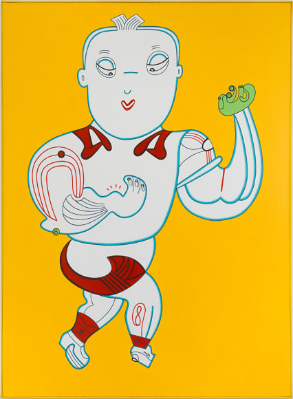 Thumb Thwack, 1986, Acrylic on canvas with painted wood frame 