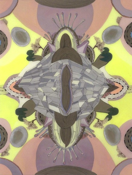 Purple Refraction, 2003, oil, gouache, ink, resin, collage on panel&nbsp;