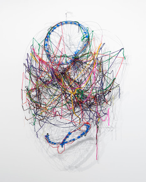 Colony Collapse, 2015, metal, yarn, tape, plastic lace