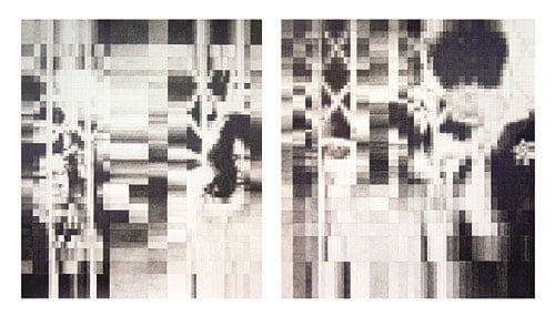 Follow Through, 2005, graphite on paper (in two parts)
