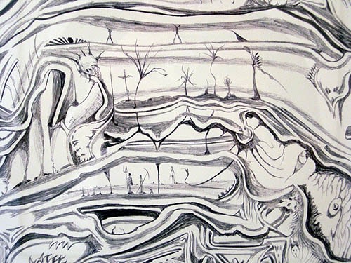 Darwin Statue (Survival of the phattest), 2005 (detail) &nbsp; &nbsp; &nbsp; &nbsp; &nbsp; &nbsp; &nbsp; &nbsp; &nbsp; &nbsp; &nbsp; &nbsp;&nbsp;, ballpoint pen on paper