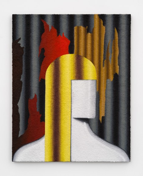 Kevin Lowenthal Titanium white mannequin in a cadmium yellow wig, 2025