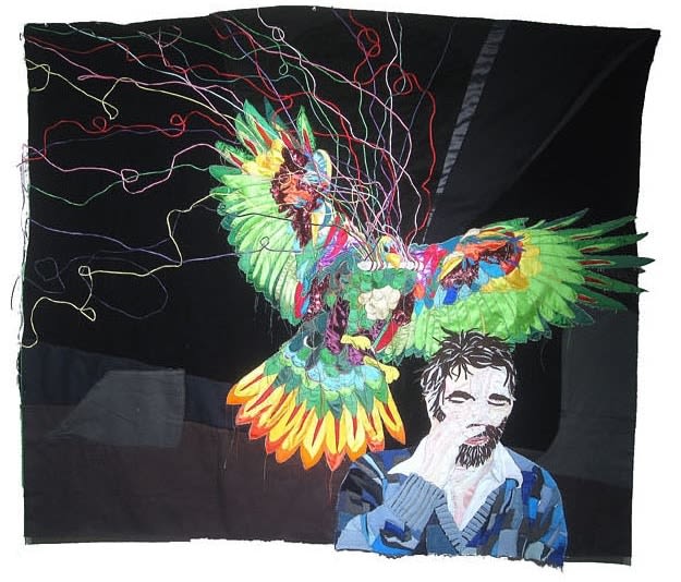 Coming, 2007, fabric, thread and ribbon