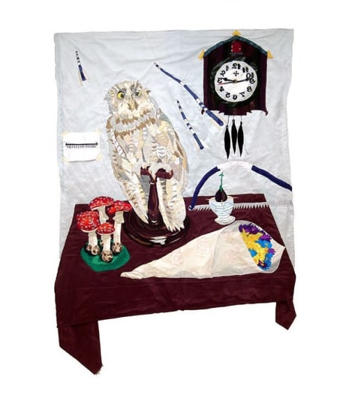 An Arrow, 2007, fabric, thread, watercolor and string