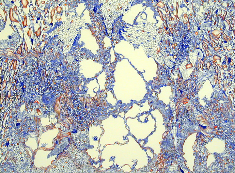 Swamp Eyes, 2004, gouache, color pencil on paper