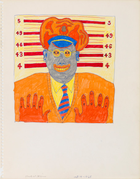 Untitled (Study for Flat Foot), 1968, Ink and color pencil on paper 