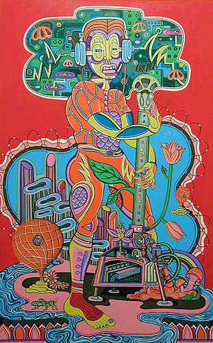 The Great Communicator, 2003, acrylic, collage on canvas