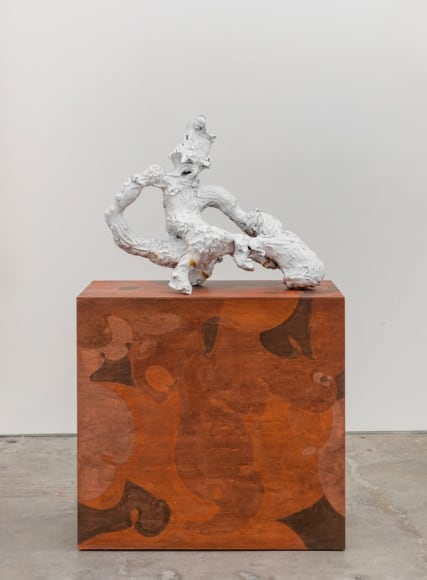 For Having Lost but Once Your Prime, You May For Ever Tarry, 2016, Fired and glazed ceramic, grout, leaf gold, plywood, wood stain, lacquer