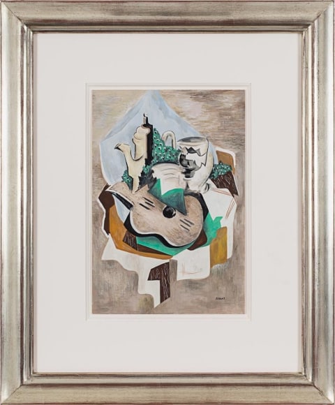 Serge&nbsp;F&eacute;rat Nature morte &agrave; la cafeti&egrave;re &agrave; la guitare, c.1918