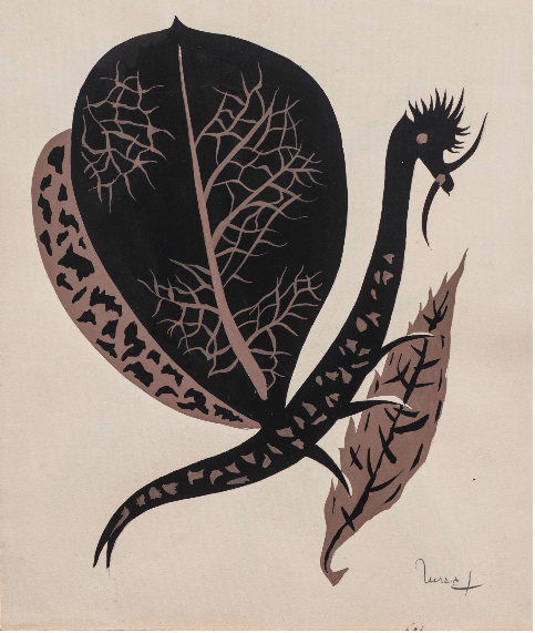 Feuille et mante religieuse, c. 1950