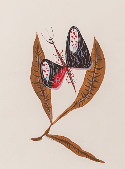 Jean Lur&ccedil;at (1892&ndash;1966), Feuilles et papillon, c. 1950