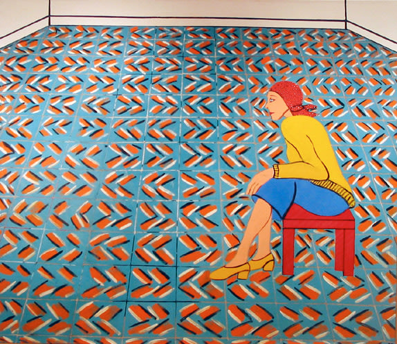 Joan Brown, Woman Waiting in a Theatre Lobby, 1975