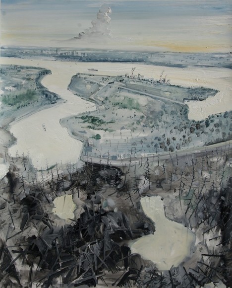 Amer Kobaslija, Riverscape with Wildlife Preserve, 2014