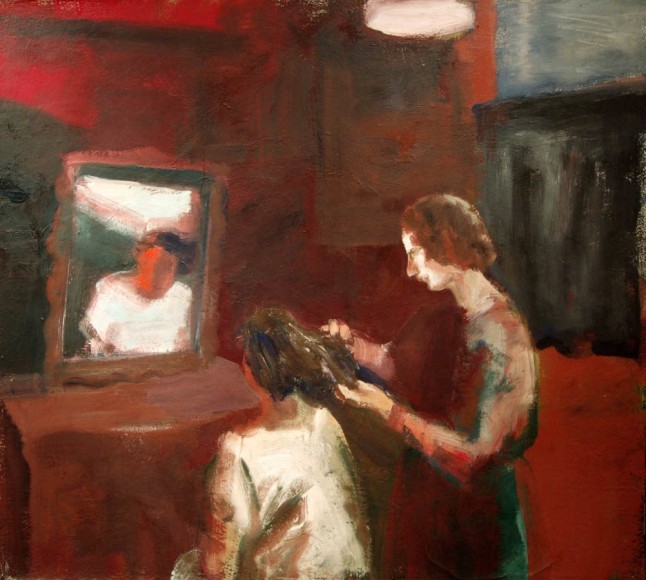 Elmer Bischoff, Girl Geting a Haircut, 1962