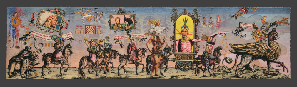 Enrique Chagoya, The Waters of Oblivion in Mictl&aacute;n, 2021