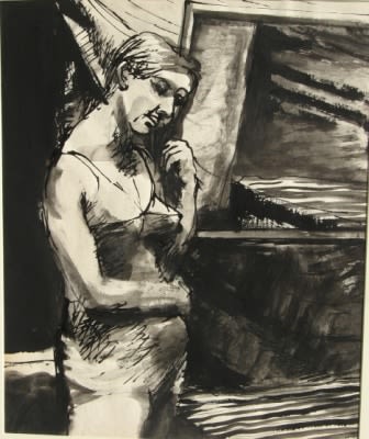 Elmer Bischoff Standing Nude – Partially Clothed, c.1965